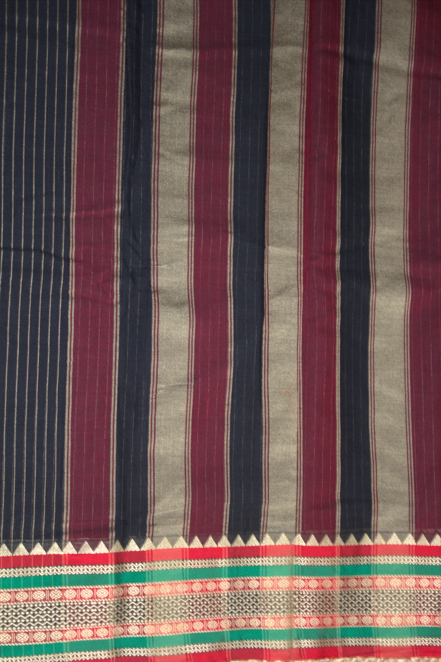 Narayanpet cotton Black saree with big temple border and running blouse