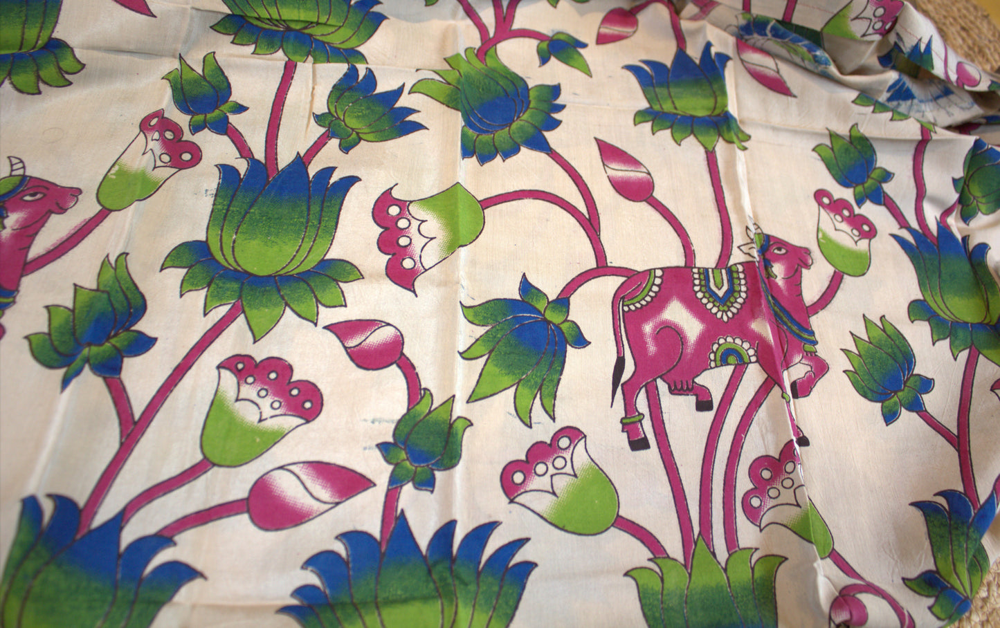 Pure Mangalgiri Green silk cotton saree with running blouse and an extra printed blouse