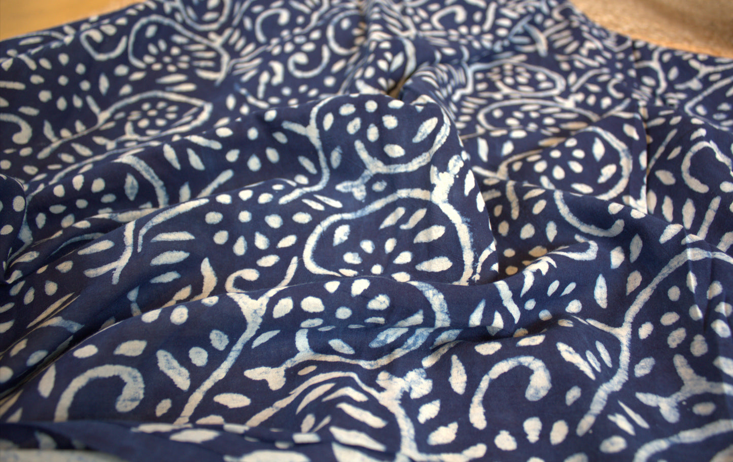 Mul Cotton Blue saree Hand block print