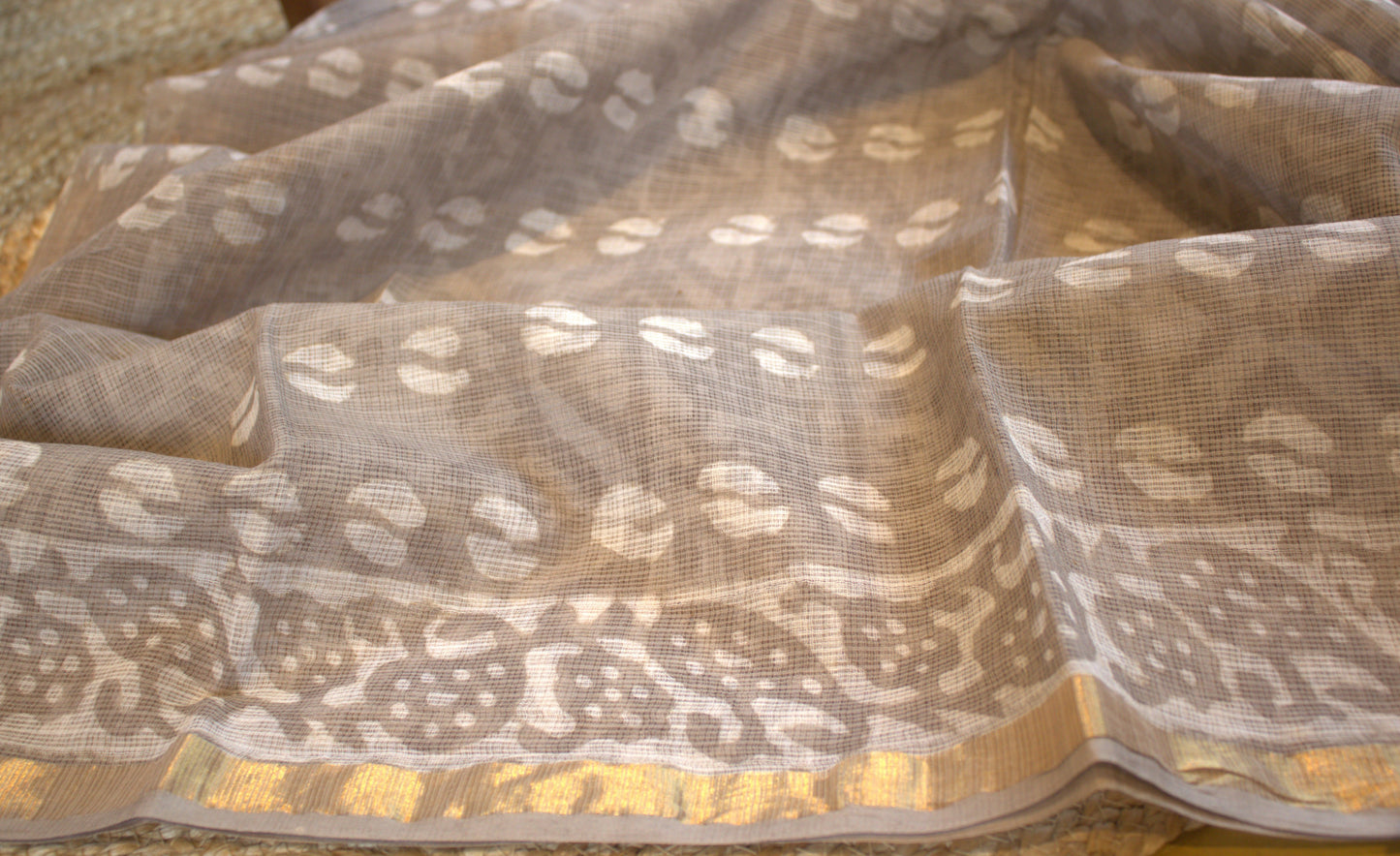 Kota Grey saree with small zari border