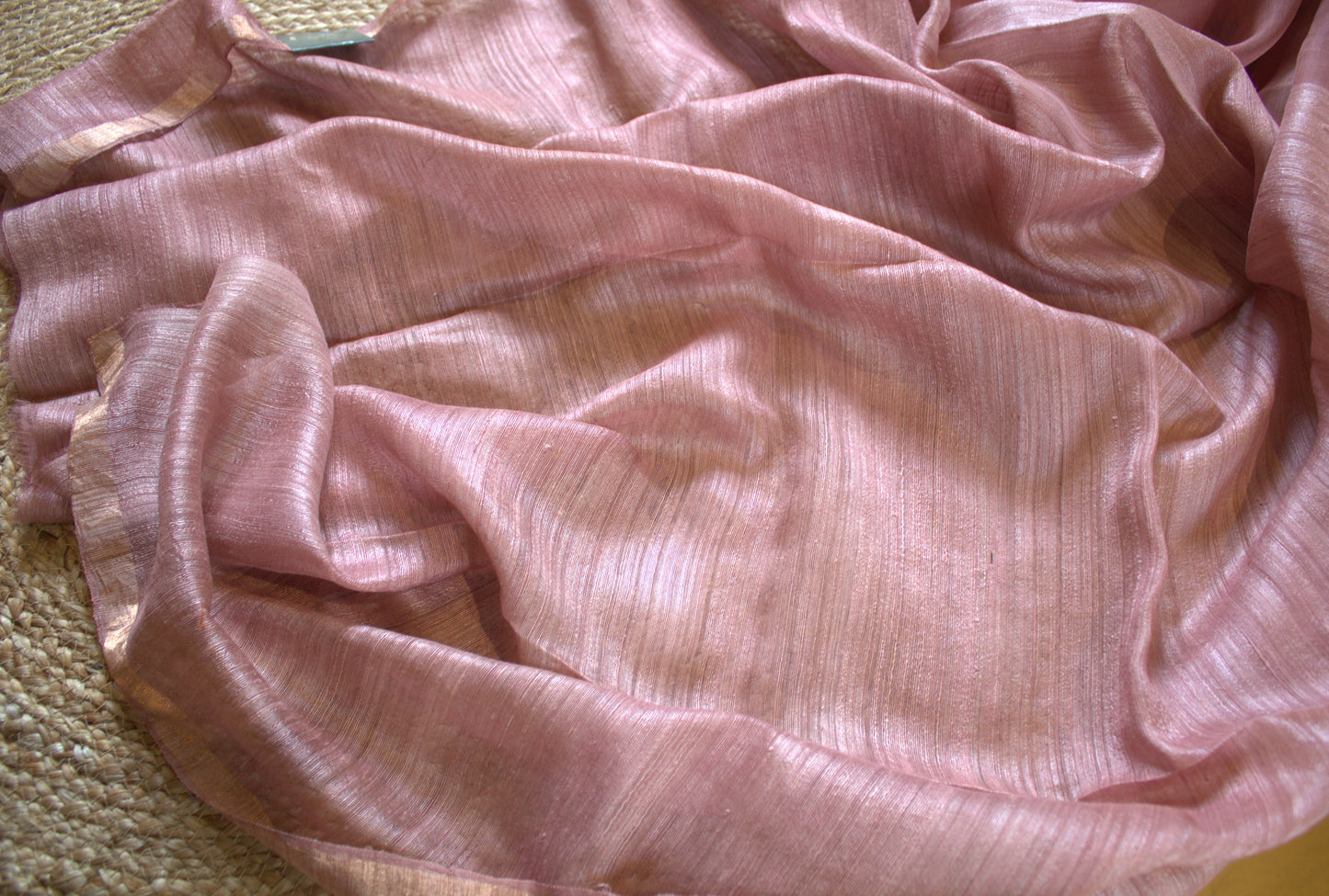 Pure Muslin silk Onion pink sequence weaving saree with Paithani weaving pallu and Matka blouse