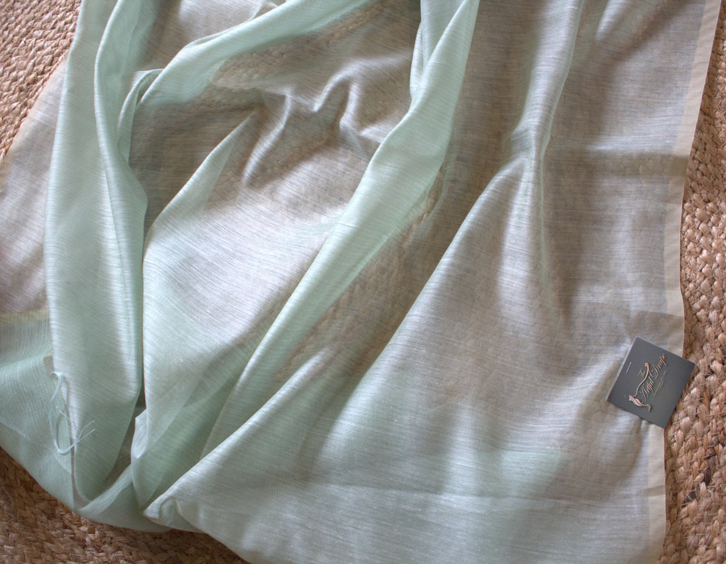 Kota Pista green Saree with overall embroidery and running blouse