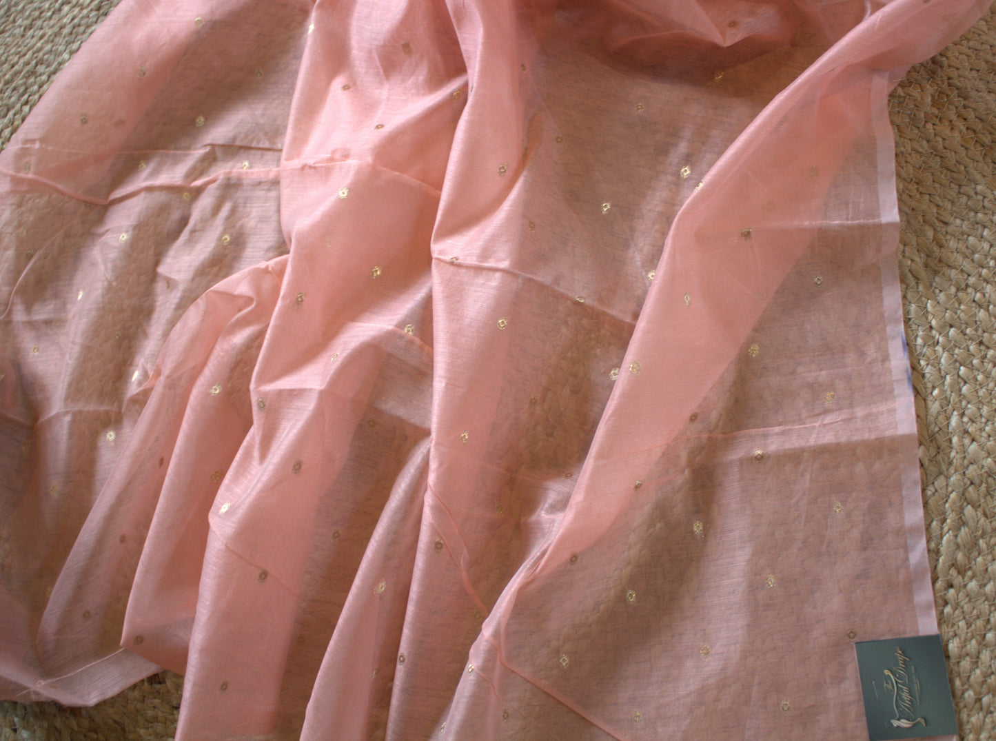Kota Pink Saree with over all embroidery and running blouse