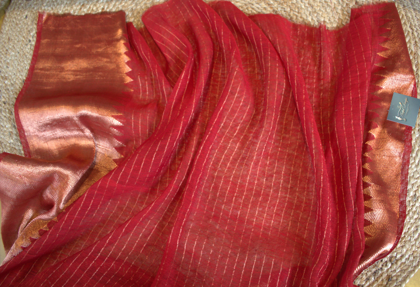 Matka Red Silk saree with checks and running blouse
