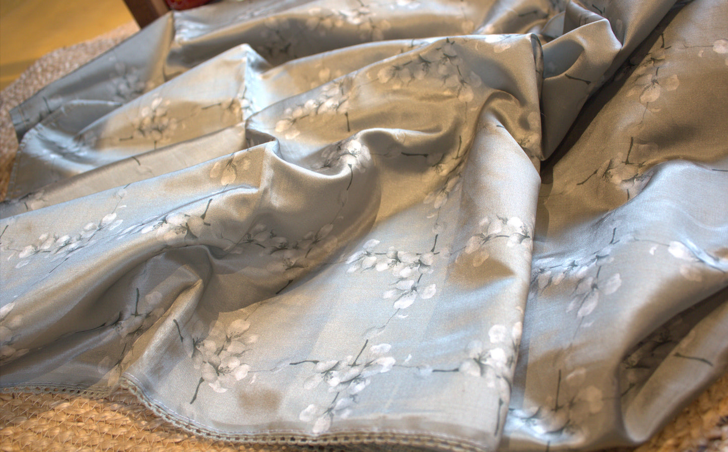 Kota Green saree with Beautiful prints and hand work and printed blouse