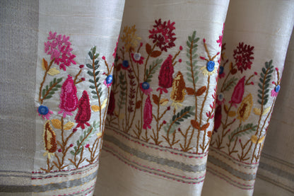 Semi Tussar silk saree with hand embroidery and running blouse