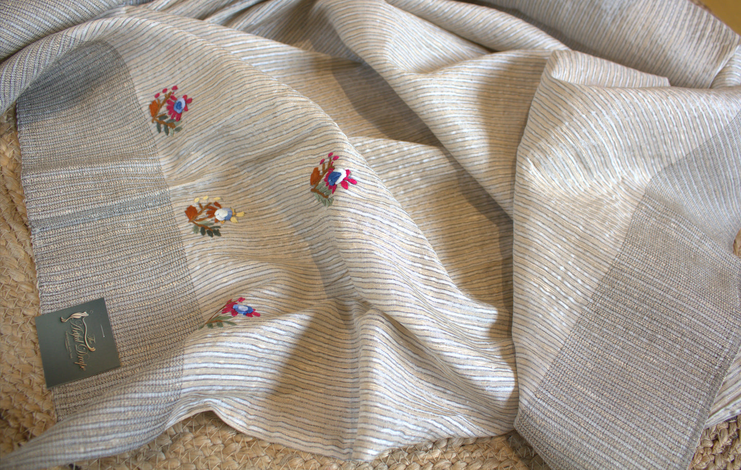 Semi Tussar silk saree with hand embroidery and running blouse