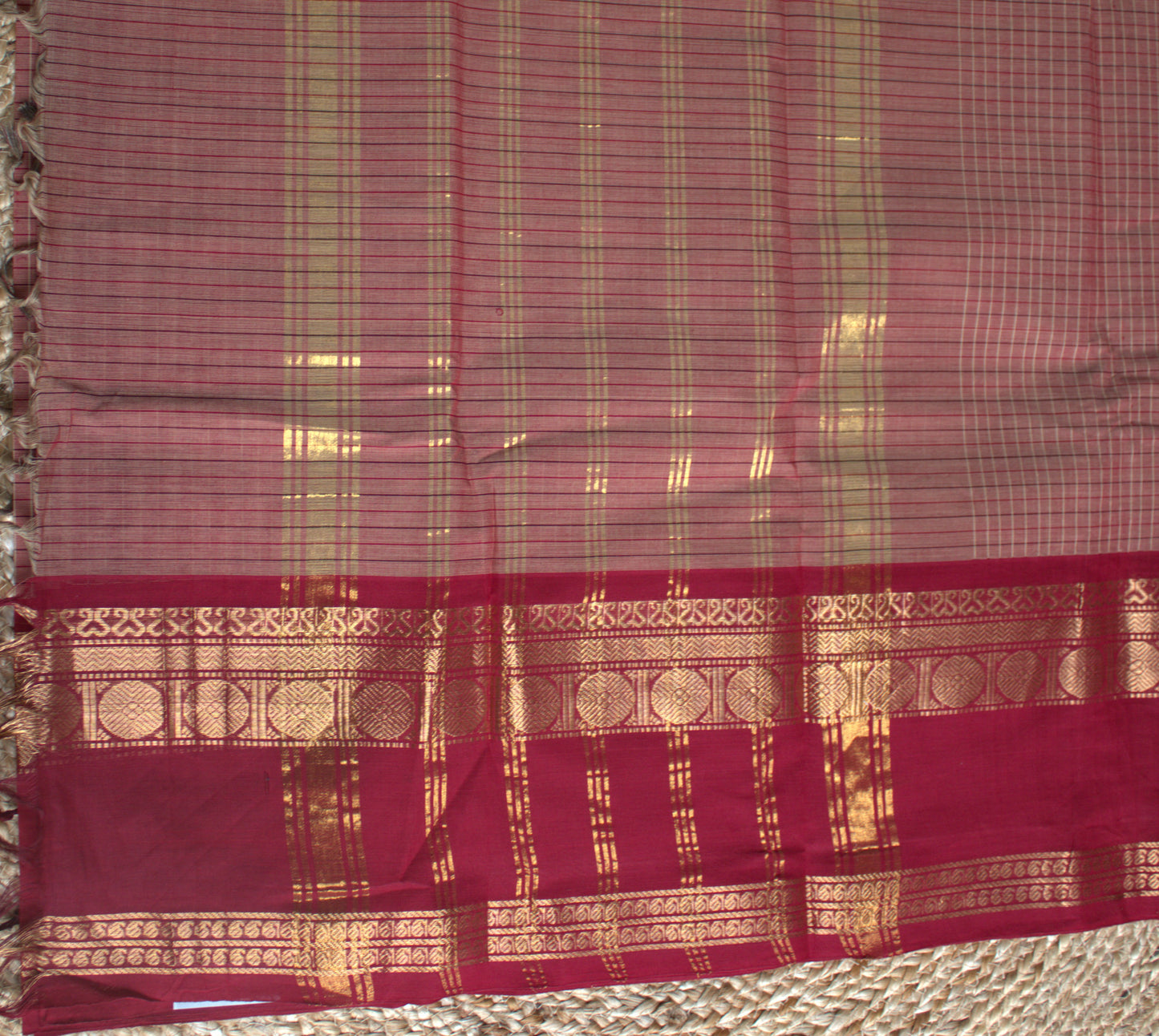 Kanchi cotton Light Brown with ganga jamuna border and running blouse