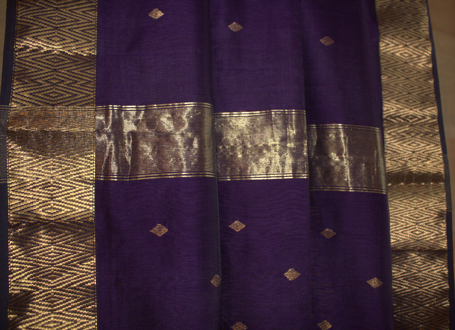 Maheswari Silk Saree Purple Zari with Plain running blouse