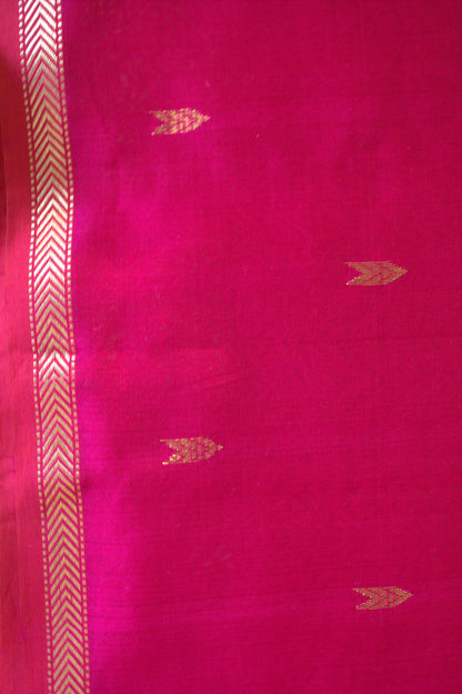 Maheswari Silk Saree Pink small Zari border with running blouse