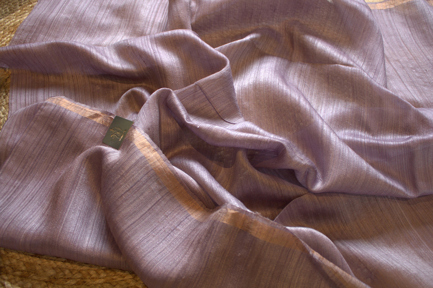 Pure Muslin silk sequence weaving saree with peacock weave pallu and matka silk blouse