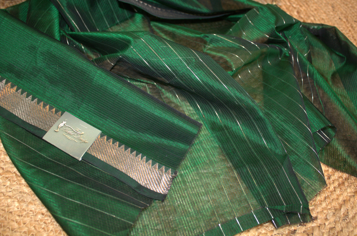 Pure Mangalgiri Green silk cotton saree with running blouse and an extra printed blouse