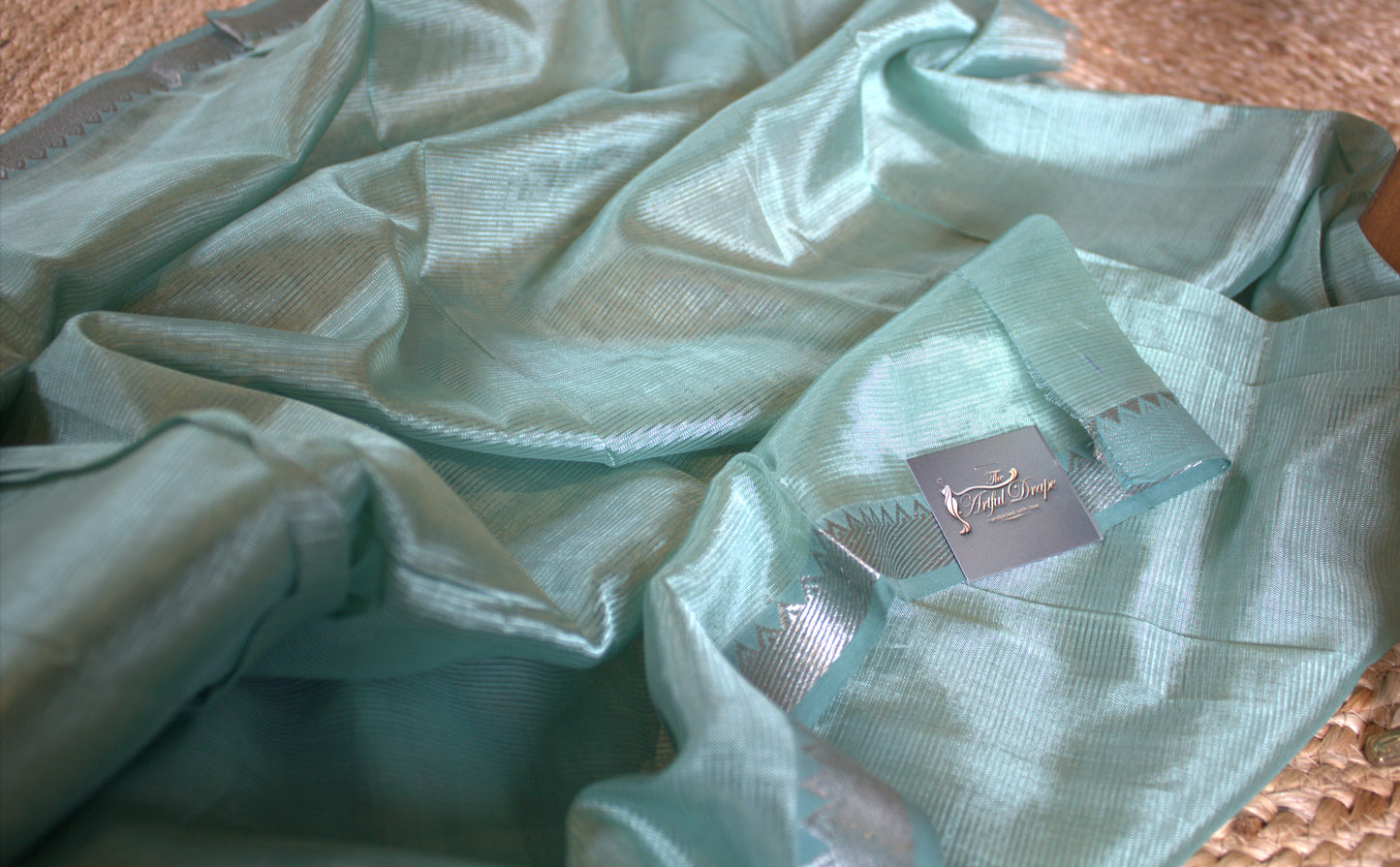 Pure Mangalgiri Pastel Green saree with small zari border and running blouse