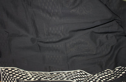 Mul Cotton Black Saree Dabu print