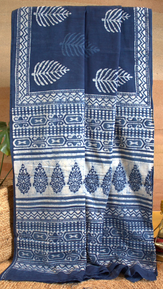 Mul cotton Saree Dabu print