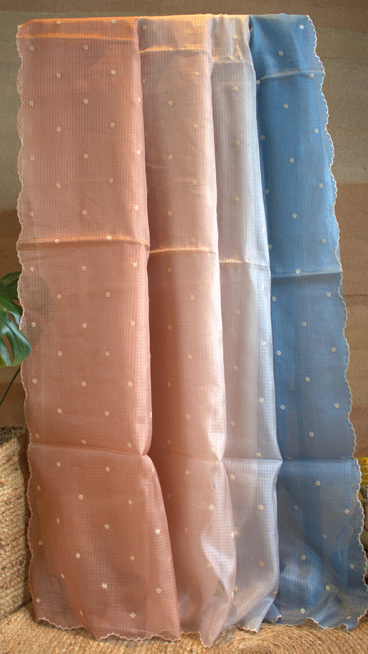 Kota Multicolor saree with overall buttas and embroided blouse