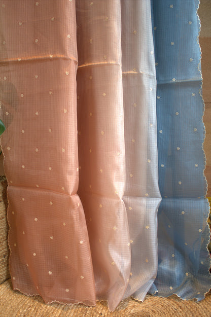 Kota Multicolor saree with overall buttas and embroided blouse