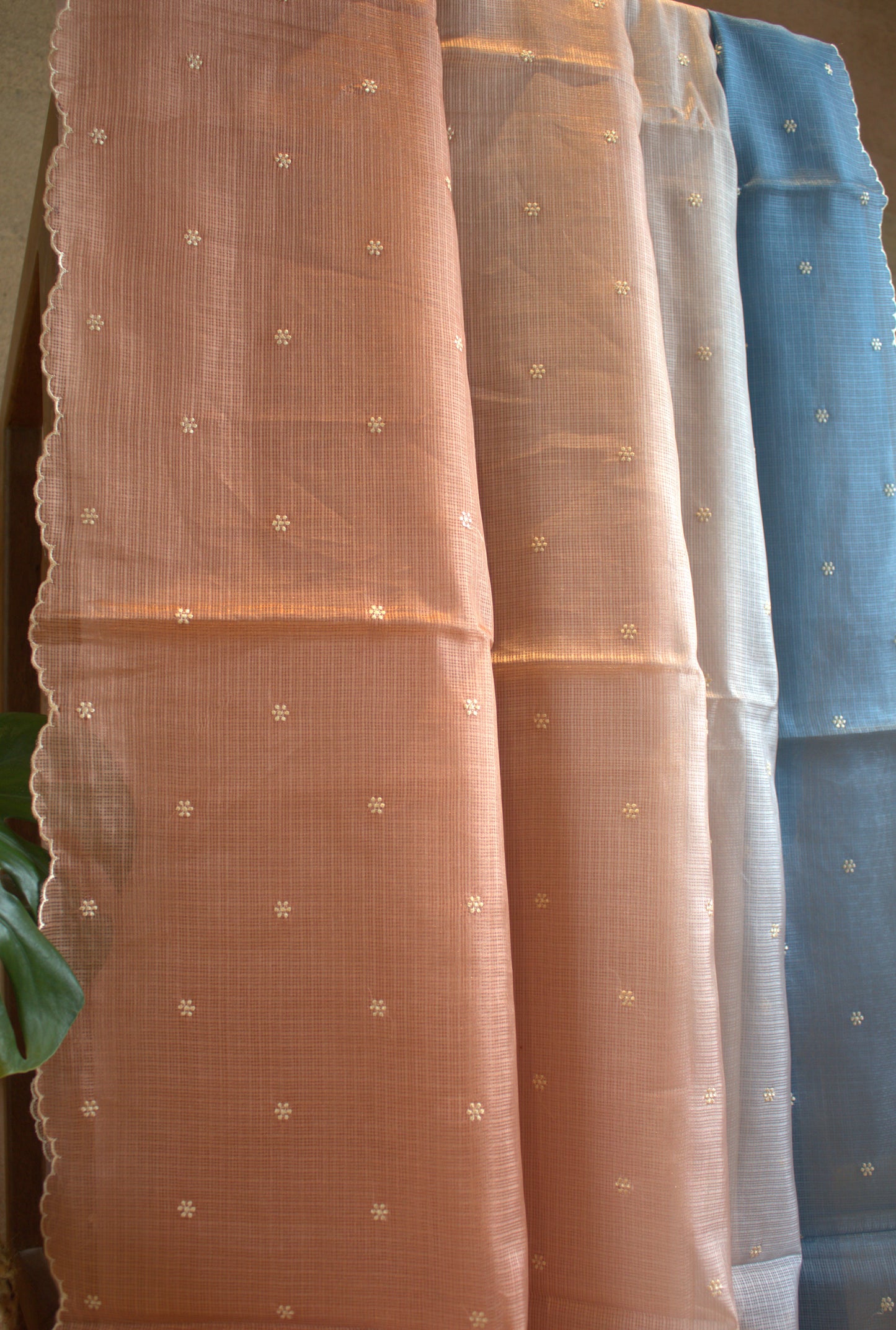 Kota Multicolor saree with overall buttas and embroided blouse