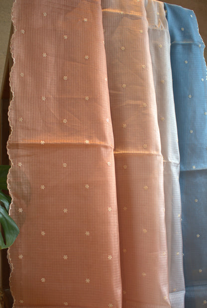 Kota Multicolor saree with overall buttas and embroided blouse