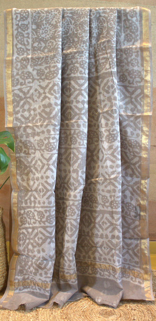 Kota Grey saree with small zari border