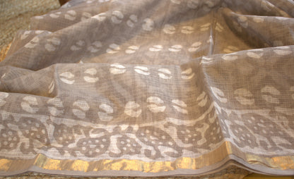 Kota Grey saree with small zari border