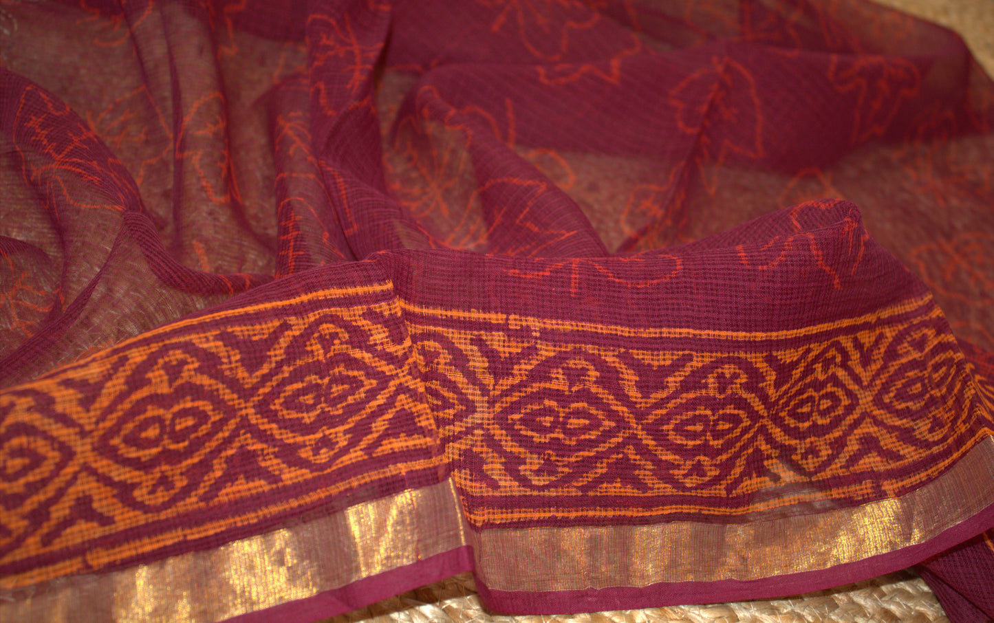 Kota Maroon Saree with small zari border