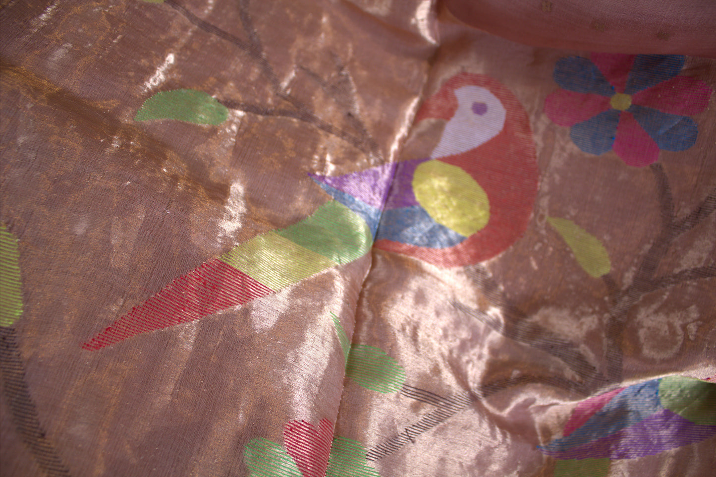 Pure Muslin silk Onion pink sequence weaving saree with Paithani weaving pallu and Matka blouse