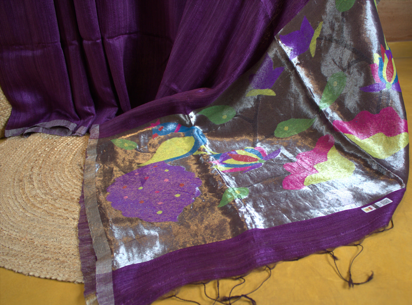 Matka Purple Silk saree with Paithani pallu and running blouse