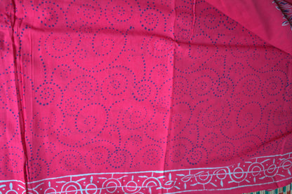 Mul cotton Red Saree Napthol Print