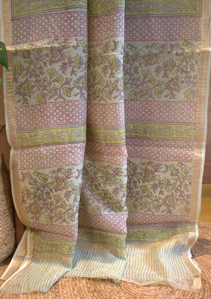 Kota Multi color saree with small zari border